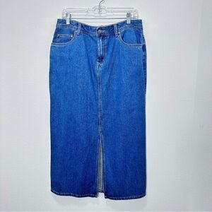 Vintage Bill Blass 90s Y2K Maxi Jean Skirt Denim Skirt Front Slit Size 12